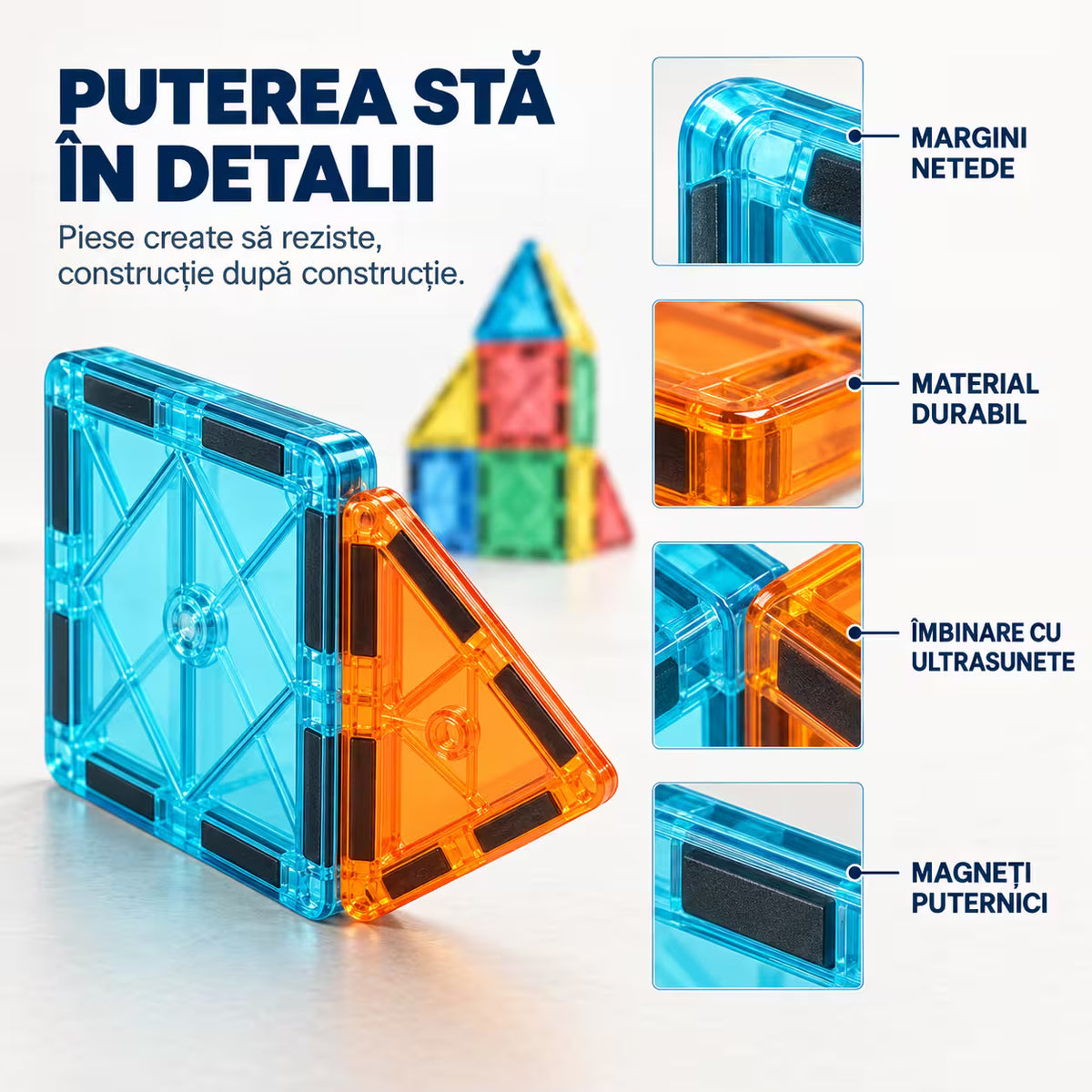 Set Inteligent de Constructie Magnetic 70 de piese