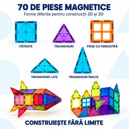 Set Inteligent de Constructie Magnetic 70 de piese