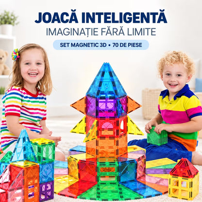 Set Inteligent de Constructie Magnetic 70 de piese